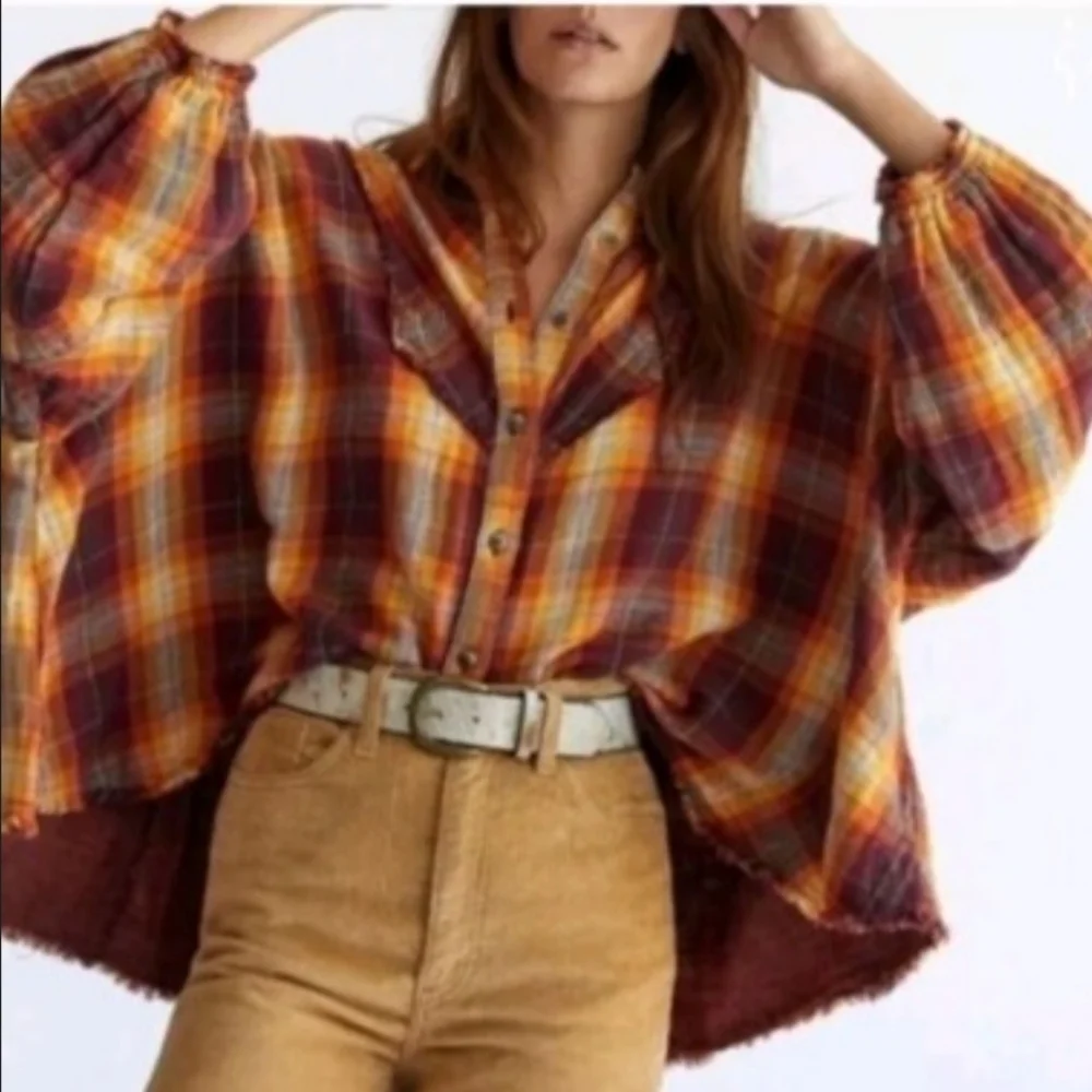 Free People We The‎ Free Kyoto Oversized Double Cloth Swing Flannel XS